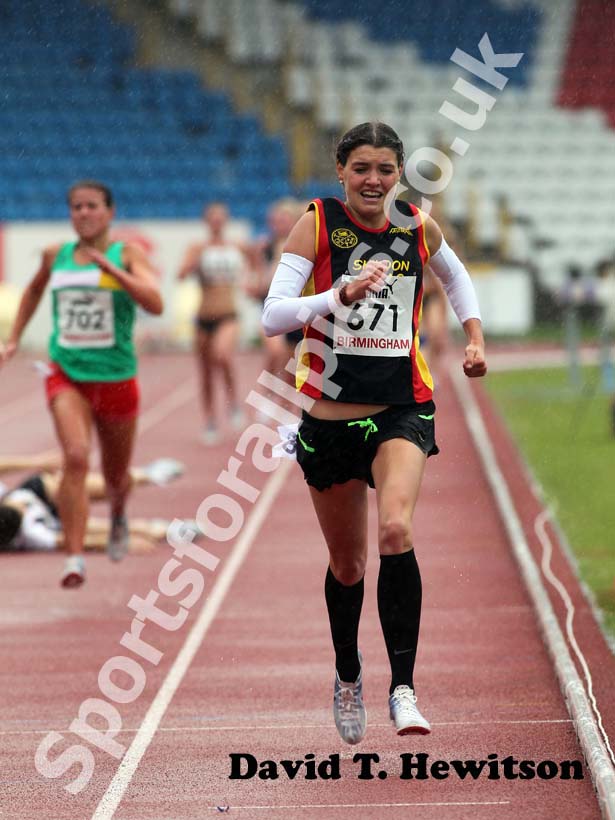 Kate Avery (Shildon) wins the 1500 metresat the 2012 England and North Champs.